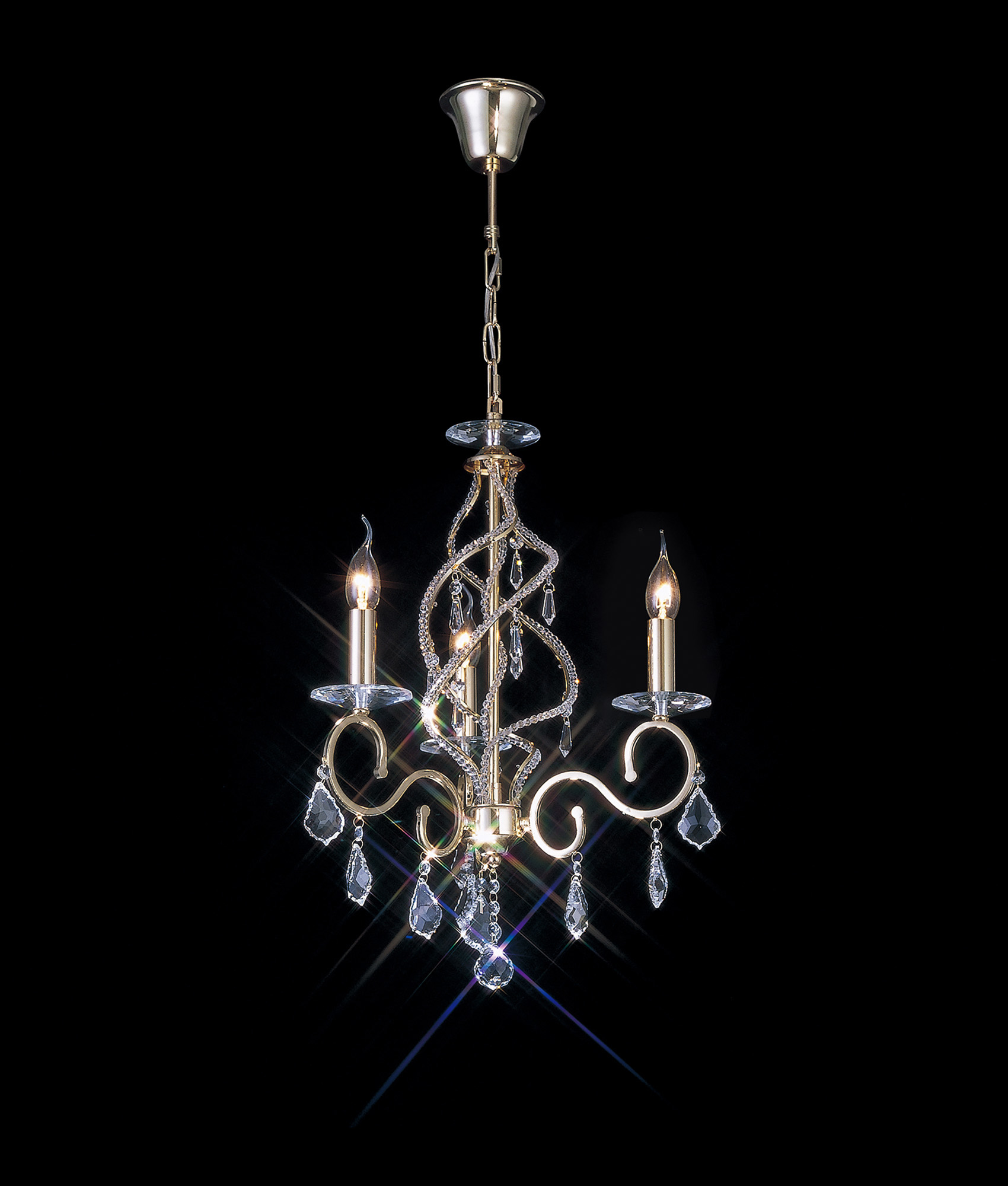 IL30323  Torino Crystal Pendant 3 Light French Gold